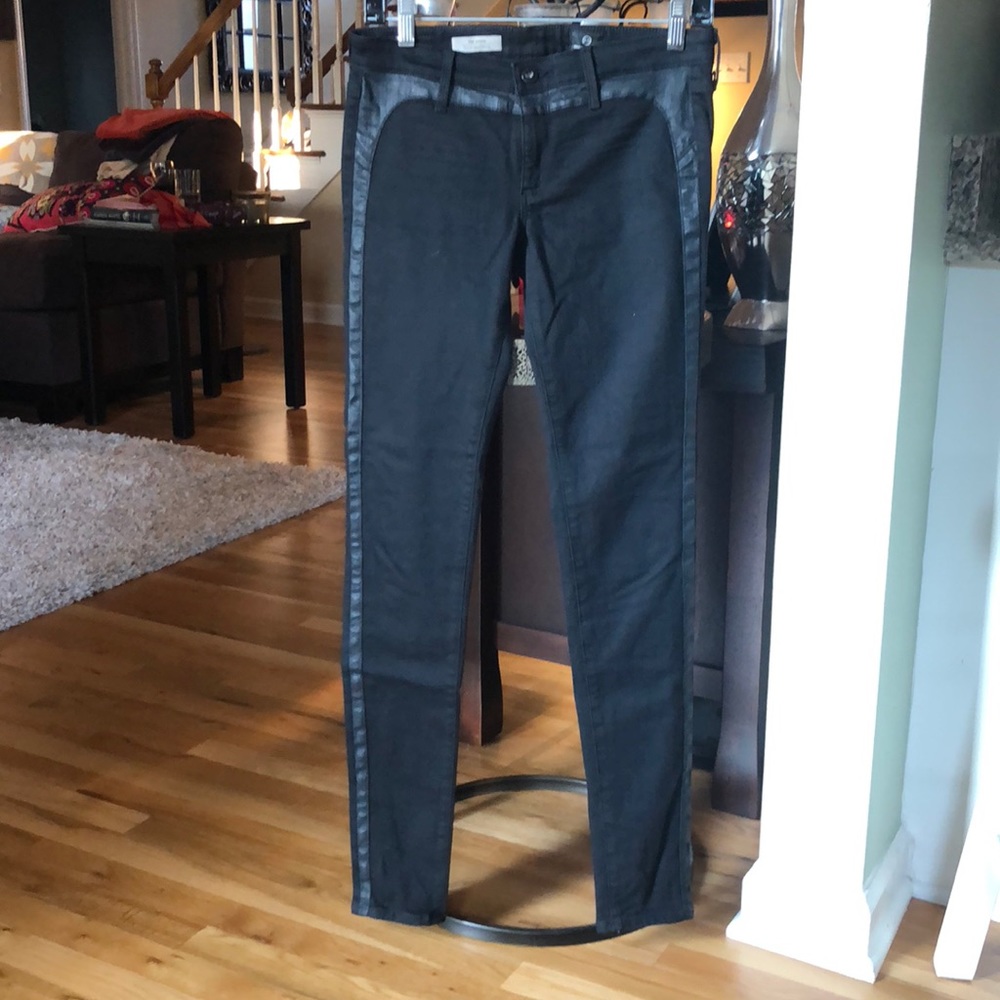 AG Black jeans with leather detail